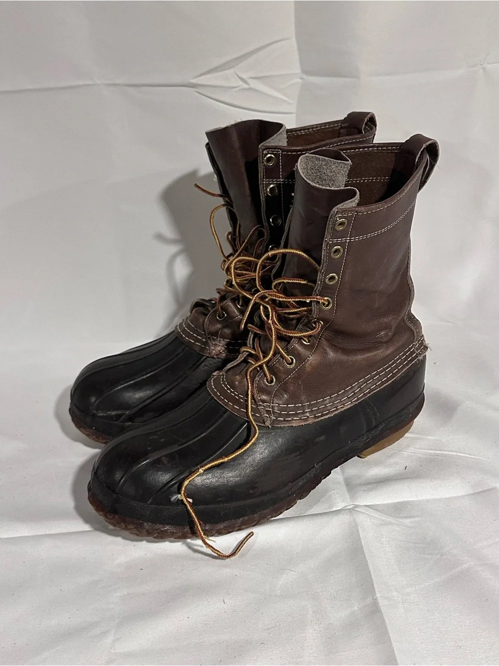L.L. Bean Dark Brown Leather and Black Rubber Waterproof Duck Boots
